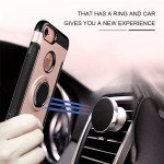 Wholesale iPhone 8 Plus / 7 Plus 360 Rotating Ring Stand Hybrid Case with Metal Plate (RoseGold)